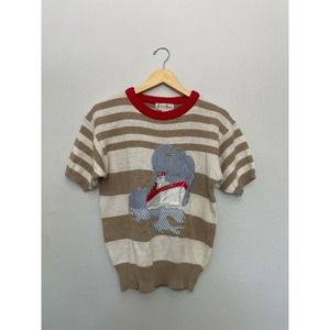 NWT Maori Bee striped short sleeve sweater | size large